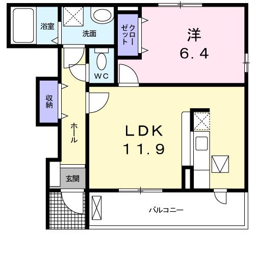 ベル・ブローテ(1LDK/1階)の間取り写真