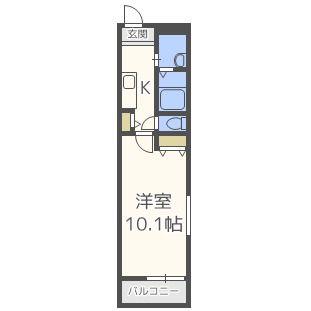 フジパレス高井田(1K/1階)の間取り写真