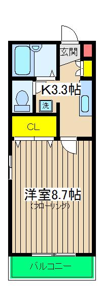 セレ上星川(1K/3階)の間取り写真