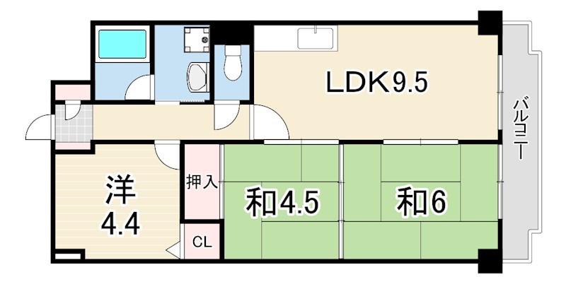 エムグランツ二番館(3DK/4階)の間取り写真