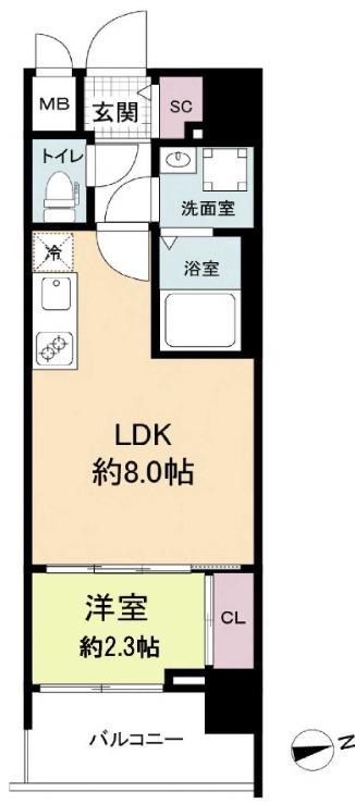 セレニテ日本橋ミラク(1LDK/13階)の間取り写真