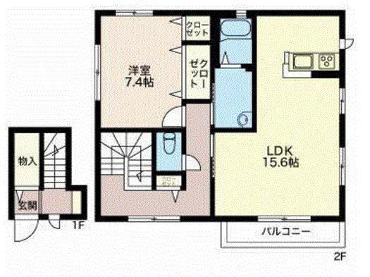 エステートあさかわ(1LDK/2階)の間取り写真