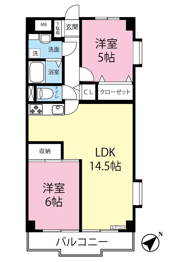 アルシオネ(2LDK/4階)の間取り写真