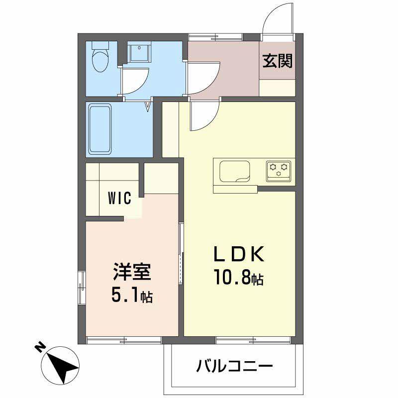 フレグランスハッピーTEN(1LDK/2階)の間取り写真