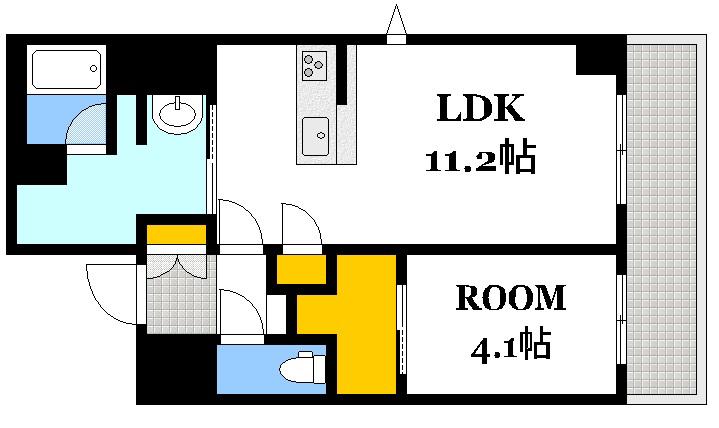 ラヴェール横川(1LDK/1階)の間取り写真