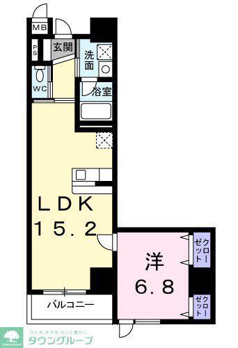 ボヌールドゥ(1LDK/6階)の間取り写真