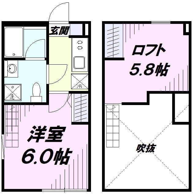 AXIS TACHIKAWA(1K/2階)の間取り写真