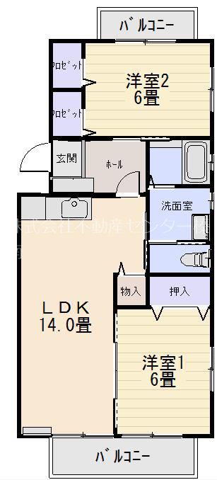グランメゾン津島の森ガーデン A(2LDK/3階)の間取り写真