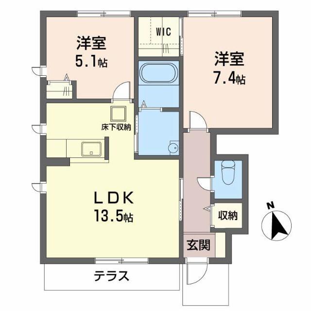 MAST COURT秋葉II(2LDK/1階)の間取り写真