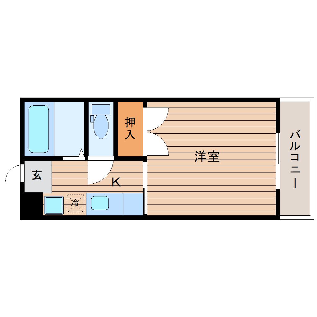 カーサ旭ケ丘(1K/2階)の間取り写真