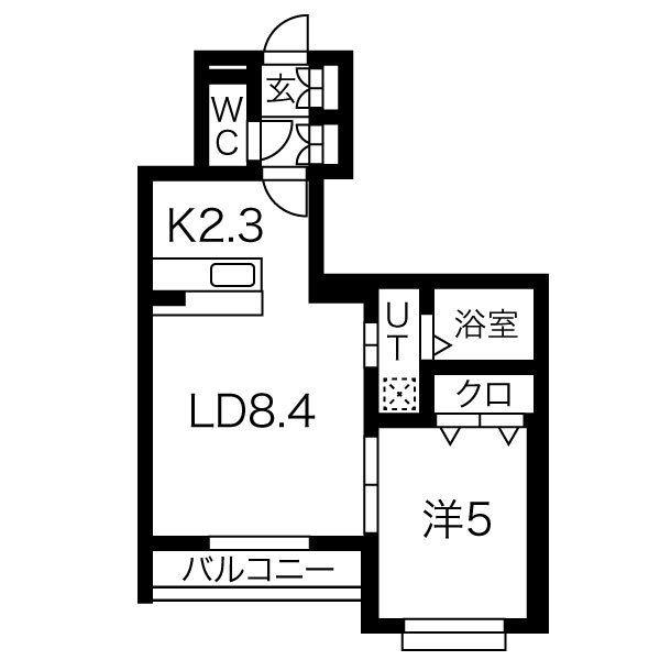シャンベルタン(1LDK/1階)の間取り写真