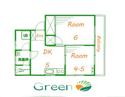 サザンハイツ(2DK/2階)の間取り写真