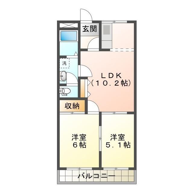 ニューコーポラス(2LDK/2階)の間取り写真