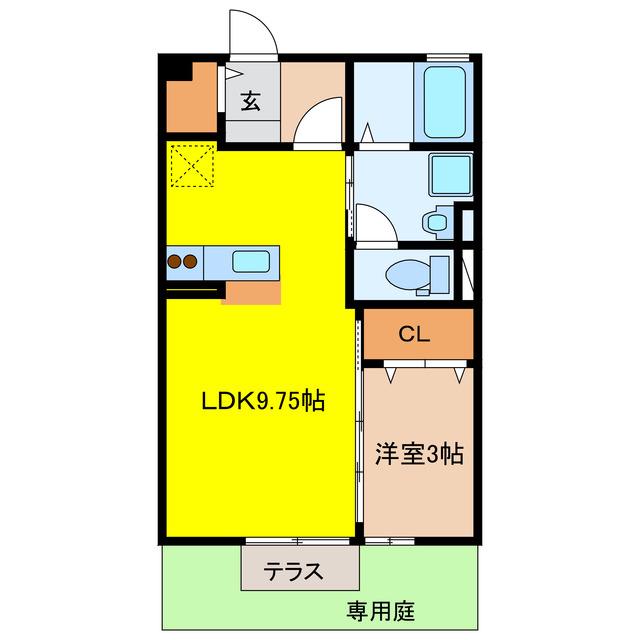 D′GRANCE三塚(1LDK/1階)の間取り写真