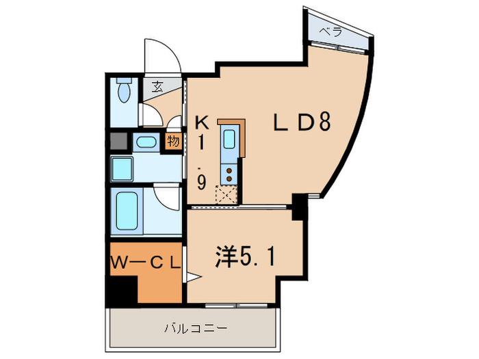 パルティール六甲(1LDK/2階)の間取り写真