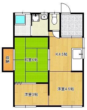 テラスハウス栄町(3DK/1階)の間取り写真
