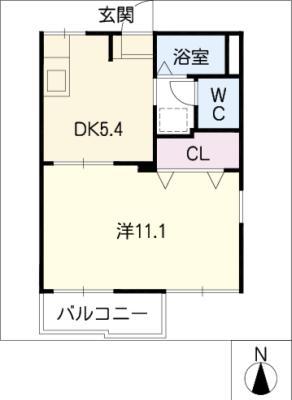 ヴィラージュひさの(1DK/1階)の間取り写真