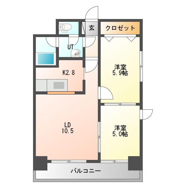エストール南12(2LDK/2階)の間取り写真
