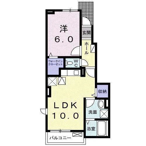 ラーナ カーサ D棟(1LDK/1階)の間取り写真