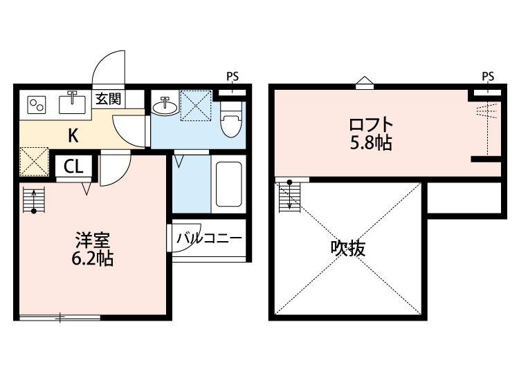 CRESCENT TAMA(1K/2階)の間取り写真