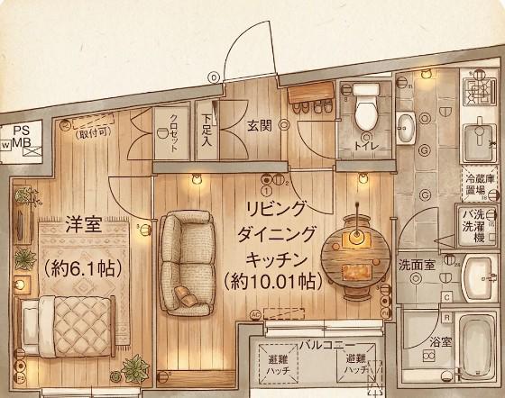 パレホームズ大岡山(1LDK/3階)の間取り写真