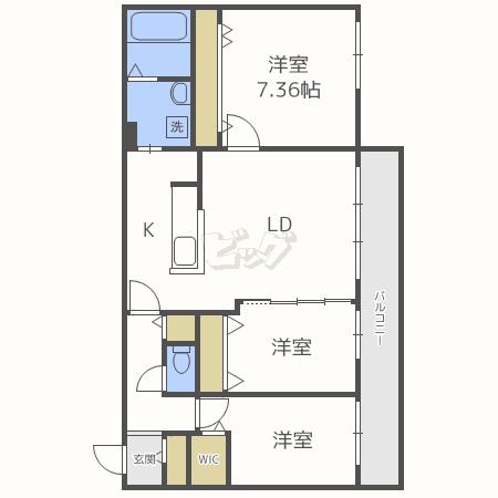 ミュンヘンスクエアII番館(3LDK/2階)の間取り写真