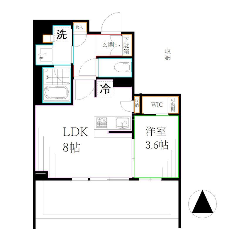 BRILLIA三鷹禅林通(1LDK/4階)の間取り写真
