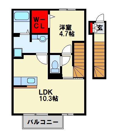 オレンジハウス(1LDK/2階)の間取り写真