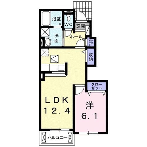 サンリット石部II(1LDK/1階)の間取り写真