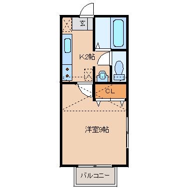 カサビエント弐番館(1K/1階)の間取り写真