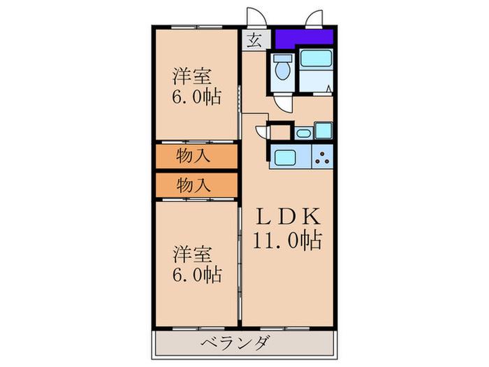 エイテルフラッツ(2LDK/1階)の間取り写真