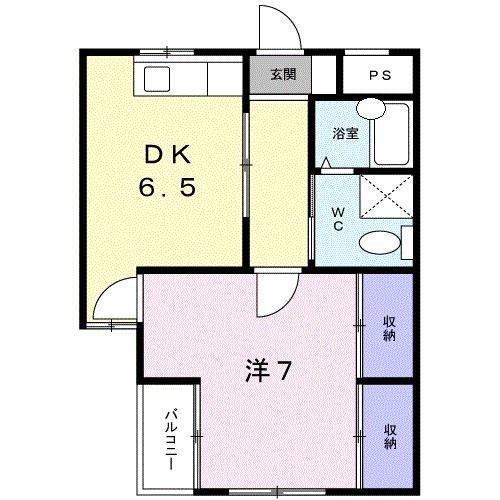 ツインズS(1DK/2階)の間取り写真