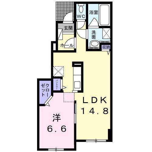 イーストサン(1LDK/1階)の間取り写真