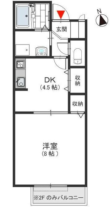 アルシオネ(1DK/2階)の間取り写真