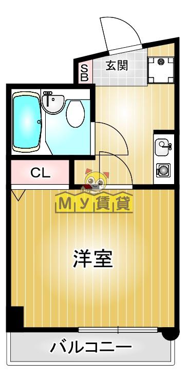 第114プロスパービル(ワンルーム/6階)の間取り写真