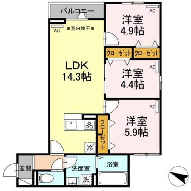 アヴァンス江戸川(3LDK/3階)の間取り写真