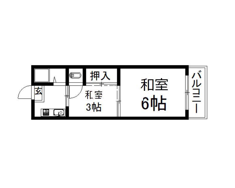 マンションカンザツ(2K/2階)の間取り写真