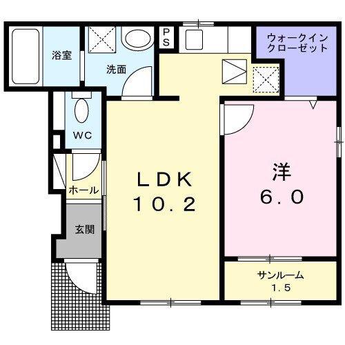 ポポラス(1LDK/1階)の間取り写真