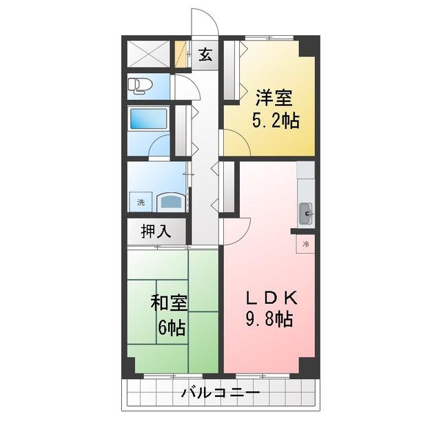 グレイス詩香(2LDK/6階)の間取り写真