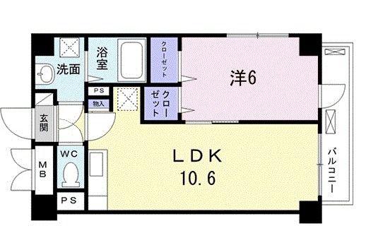 メゾンイーストゼロ(1LDK/6階)の間取り写真