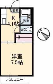 田園ハイツ(1K/1階)の間取り写真