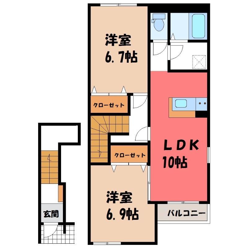フローラル(2LDK/2階)の間取り写真