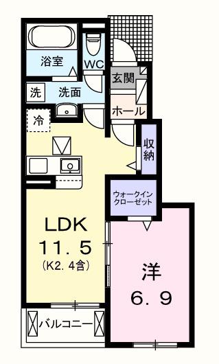 プルミエール カスミ(1LDK/1階)の間取り写真