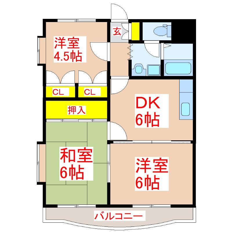 N.S.GATE加治木(3DK/2階)の間取り写真
