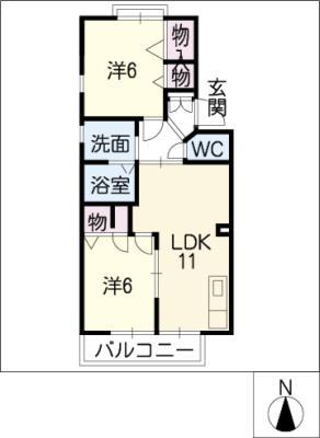 サニーハイツADEF(2LDK/1階)の間取り写真