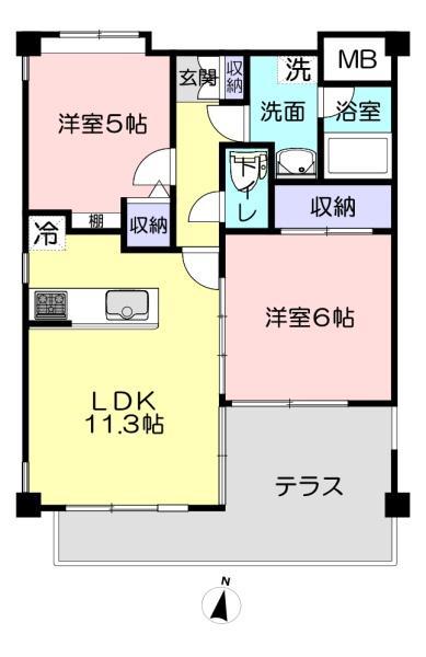 エクレール笠幡(2LDK/1階)の間取り写真