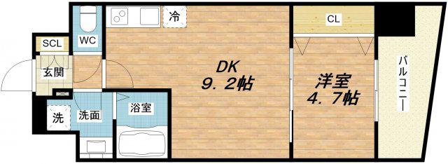 シェリロ神山(1LDK/8階)の間取り写真
