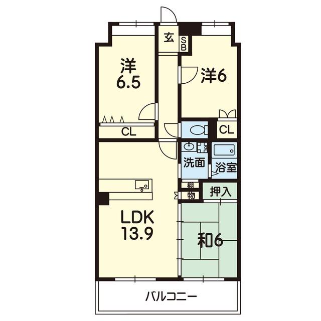 フェンテ武蔵ヶ丘(3LDK/3階)の間取り写真