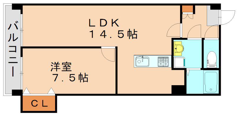 グランベール小倉駅前(1LDK/7階)の間取り写真
