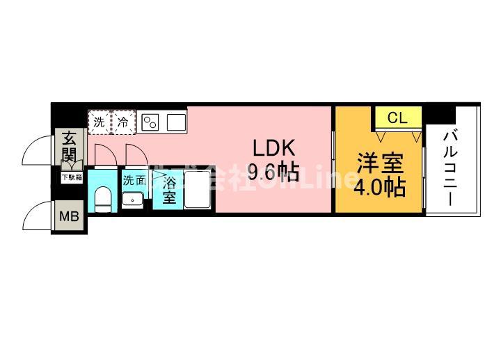 AND TERRACE 文の里(1LDK/5階)の間取り写真